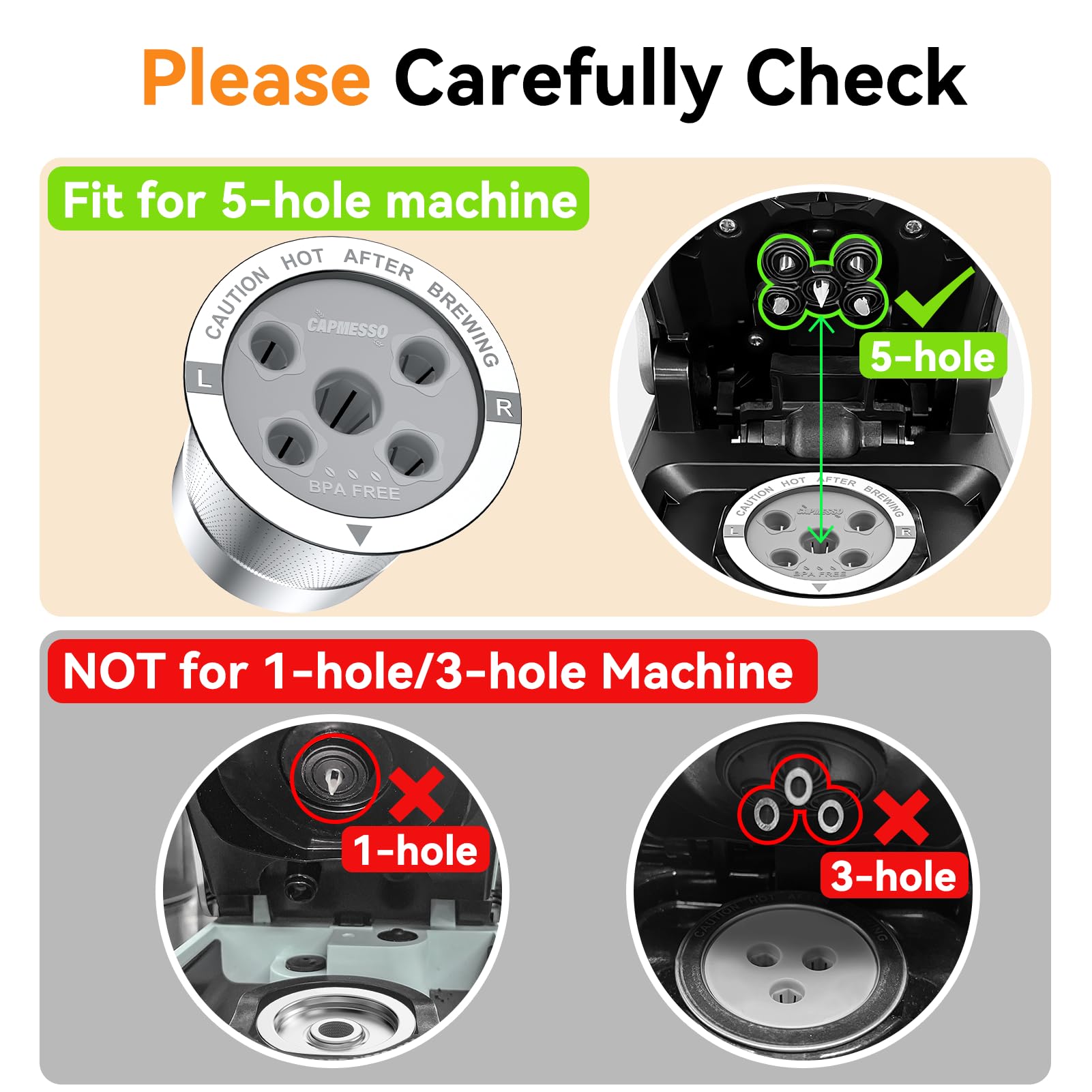 CAPMESSO 5-hole lid with micro mesh filter improving flavor balance.