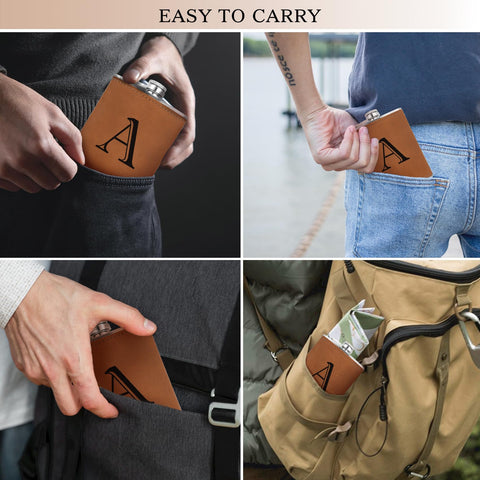 CARAKNOTS 8 oz flask keeps beverages secure on weekend trips.