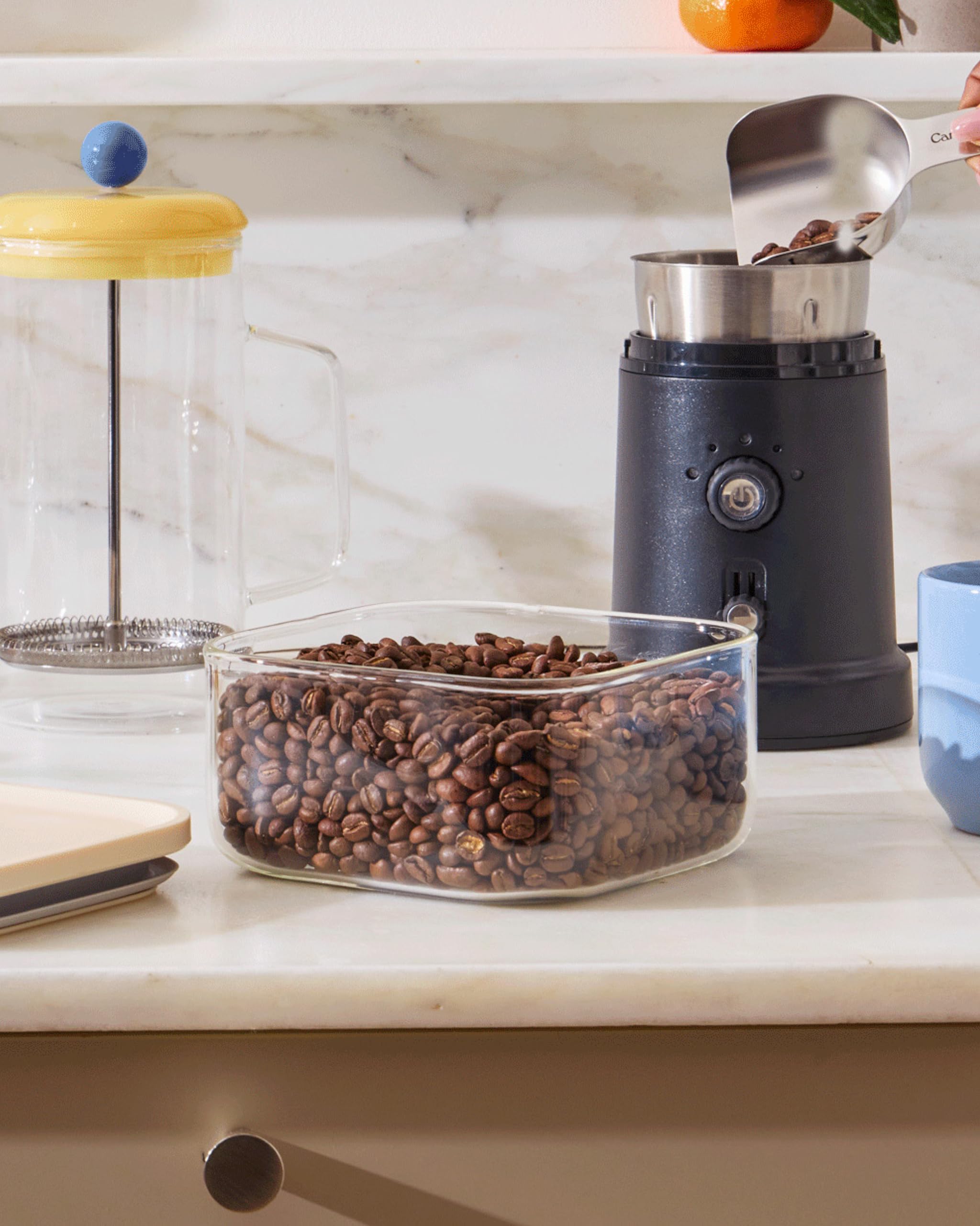 Caraway cream airtight container enhancing modern kitchen aesthetics