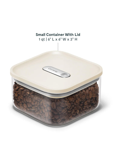 Caraway 1qt glass airtight container in dishwasher-safe glass for easy cleaning