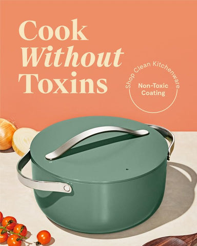 Caraway sage Dutch oven with lid on, stylish and versatile for stews and roasts.