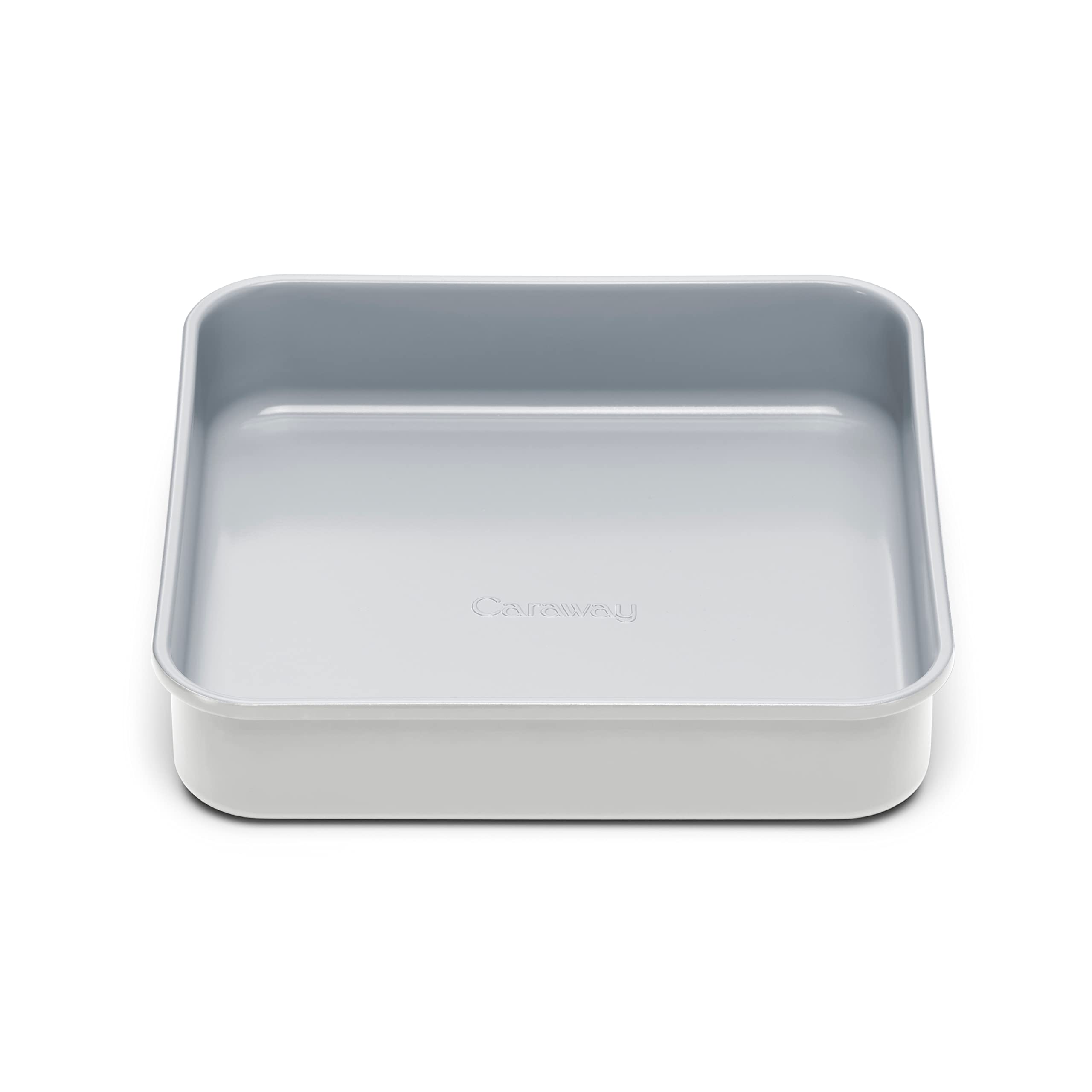 Caraway 9-inch square pan top view, highlighting the sleek nonstick surface for easy baking.
