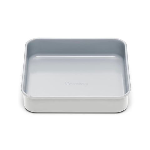 Caraway 9-inch square pan top view, highlighting the sleek nonstick surface for easy baking.