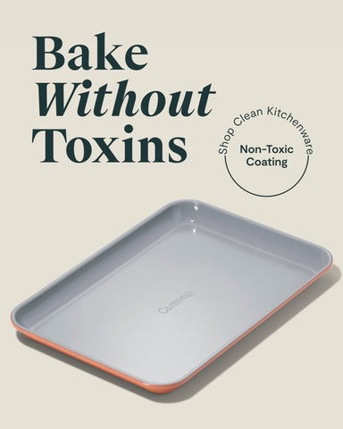 Caraway ceramic nonstick coating enables easy release and quick cleanup.