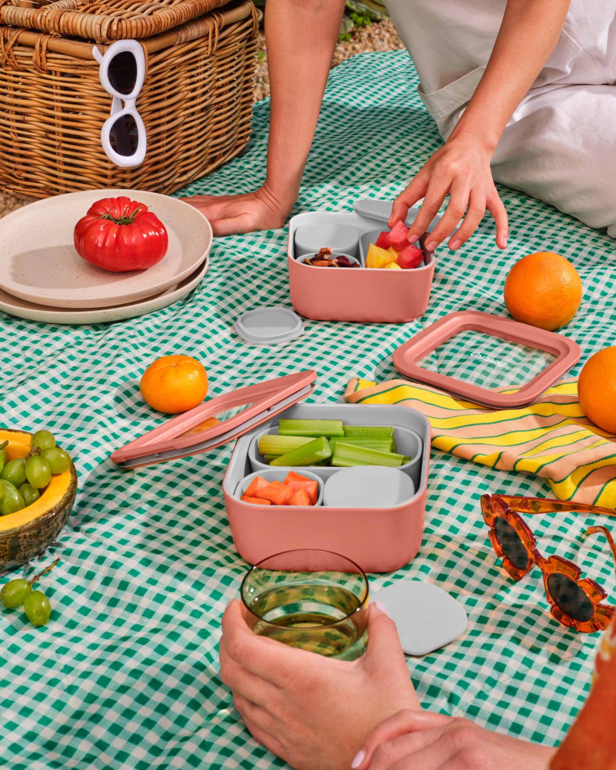 Caraway dishwasher-safe container simplifies cleanup after meals.