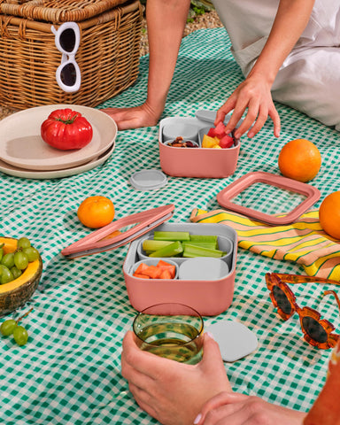 Caraway dishwasher-safe container simplifies cleanup after meals.