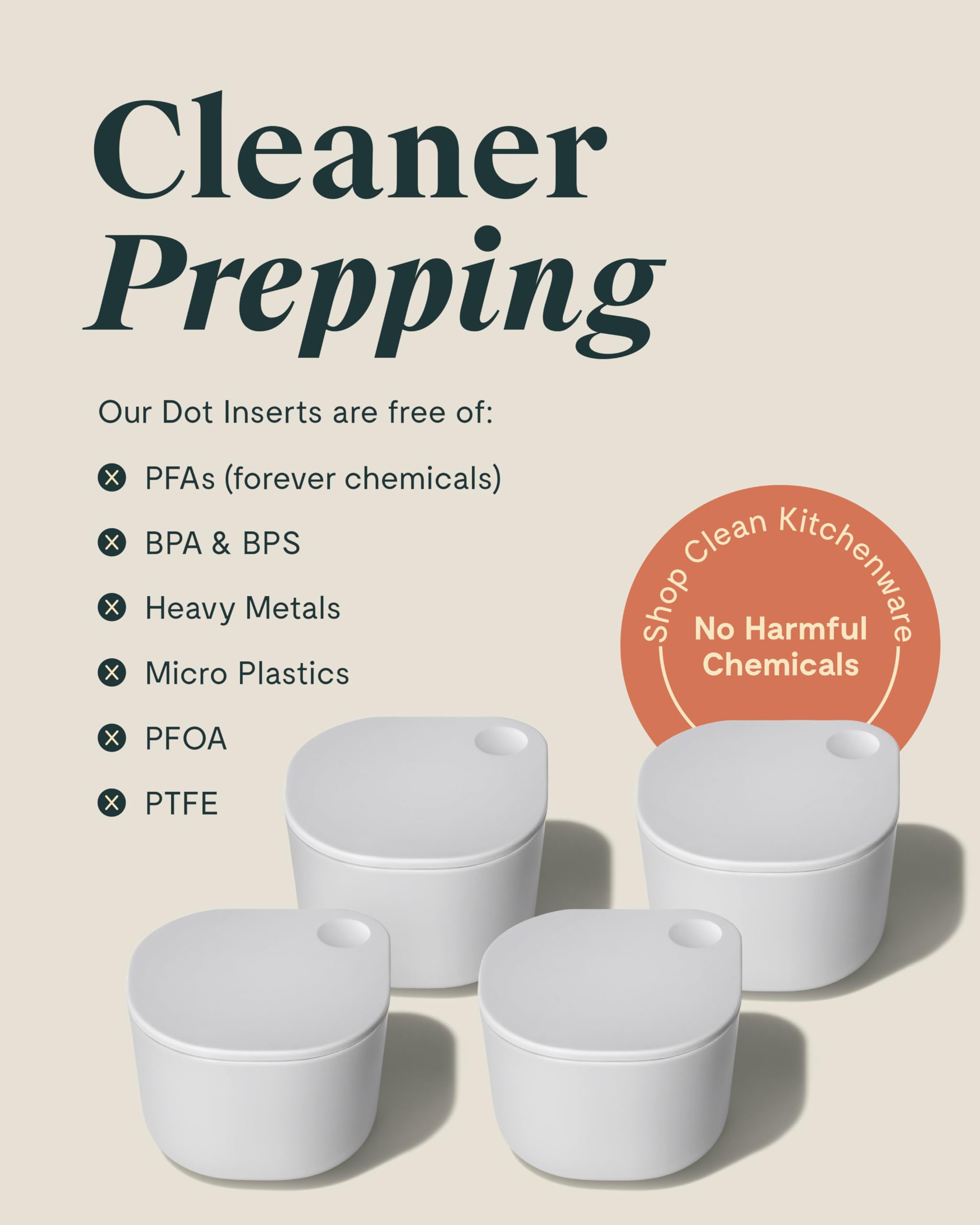 Caraway dot inserts fit neatly inside glass containers