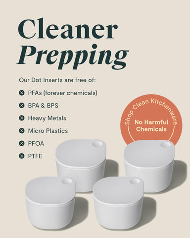 Caraway dot inserts fit neatly inside glass containers