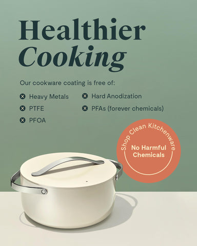 Caraway easy-clean interior promotes quick wipe-down after hearty stews and roasts.