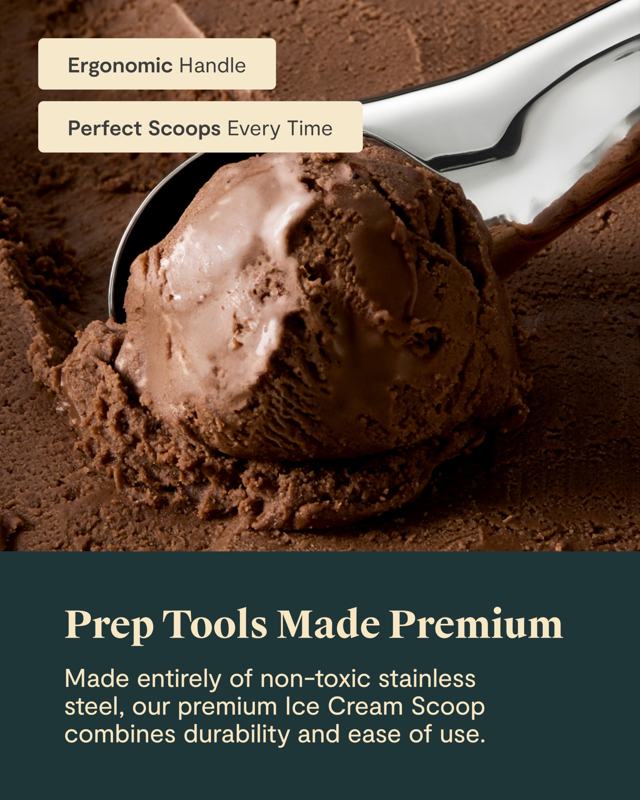 Caraway ice cream scoop features durable construction for daily use.