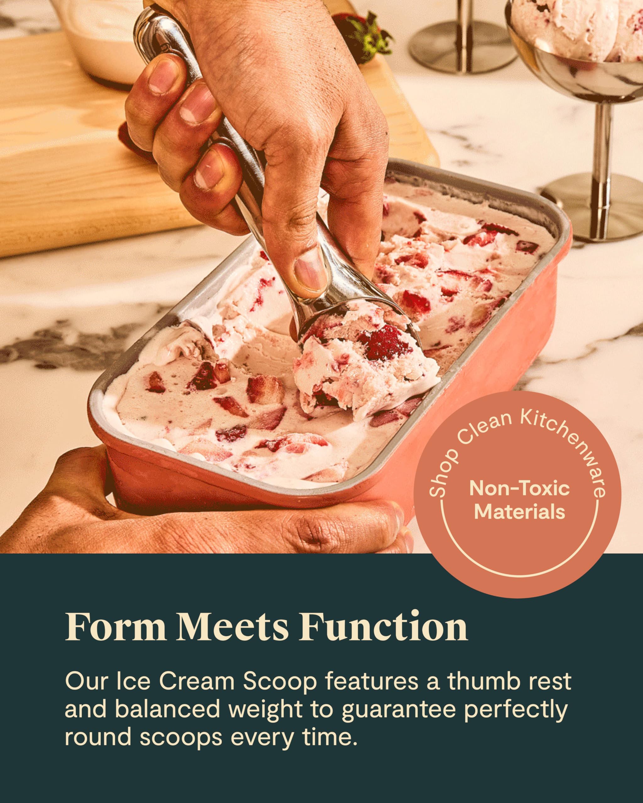 Caraway ice cream scoop with ergonomic handle for comfortable, precise scooping.