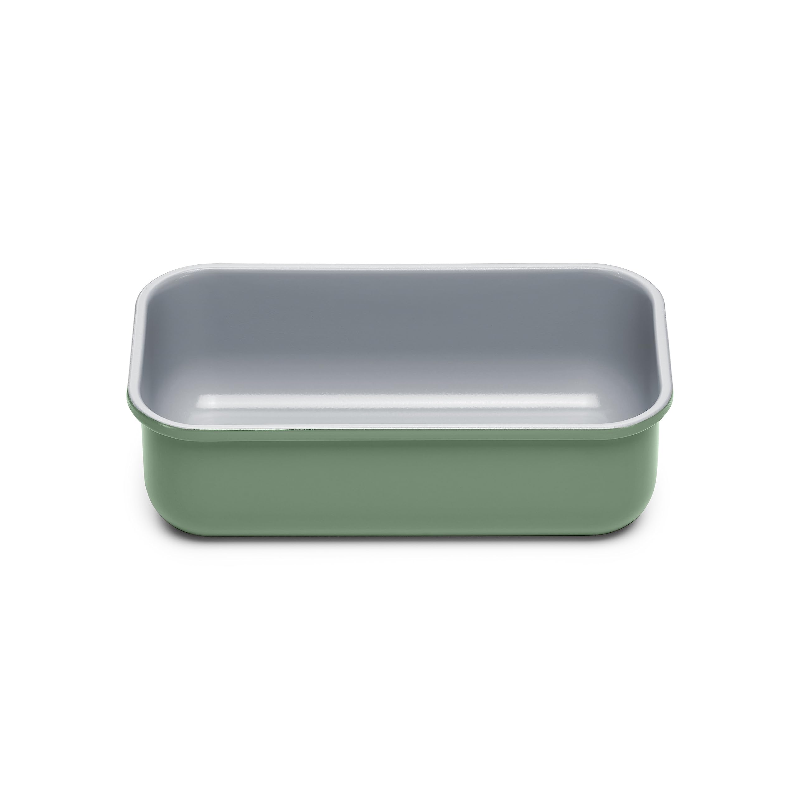 Caraway Sage loaf pan front view, ideal for neat pound cakes and stylish kitchen display.