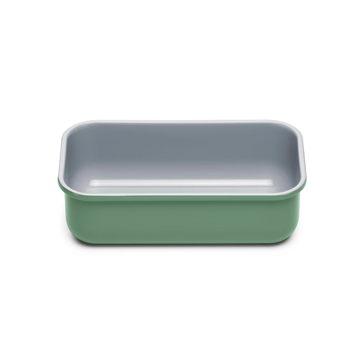 Caraway Sage loaf pan front view, ideal for neat pound cakes and stylish kitchen display.