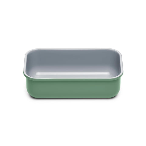 Caraway Sage loaf pan front view, ideal for neat pound cakes and stylish kitchen display.