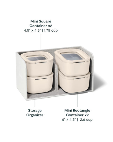 Caraway mini 9pc set air-release lids demonstrating freshness-locking seals