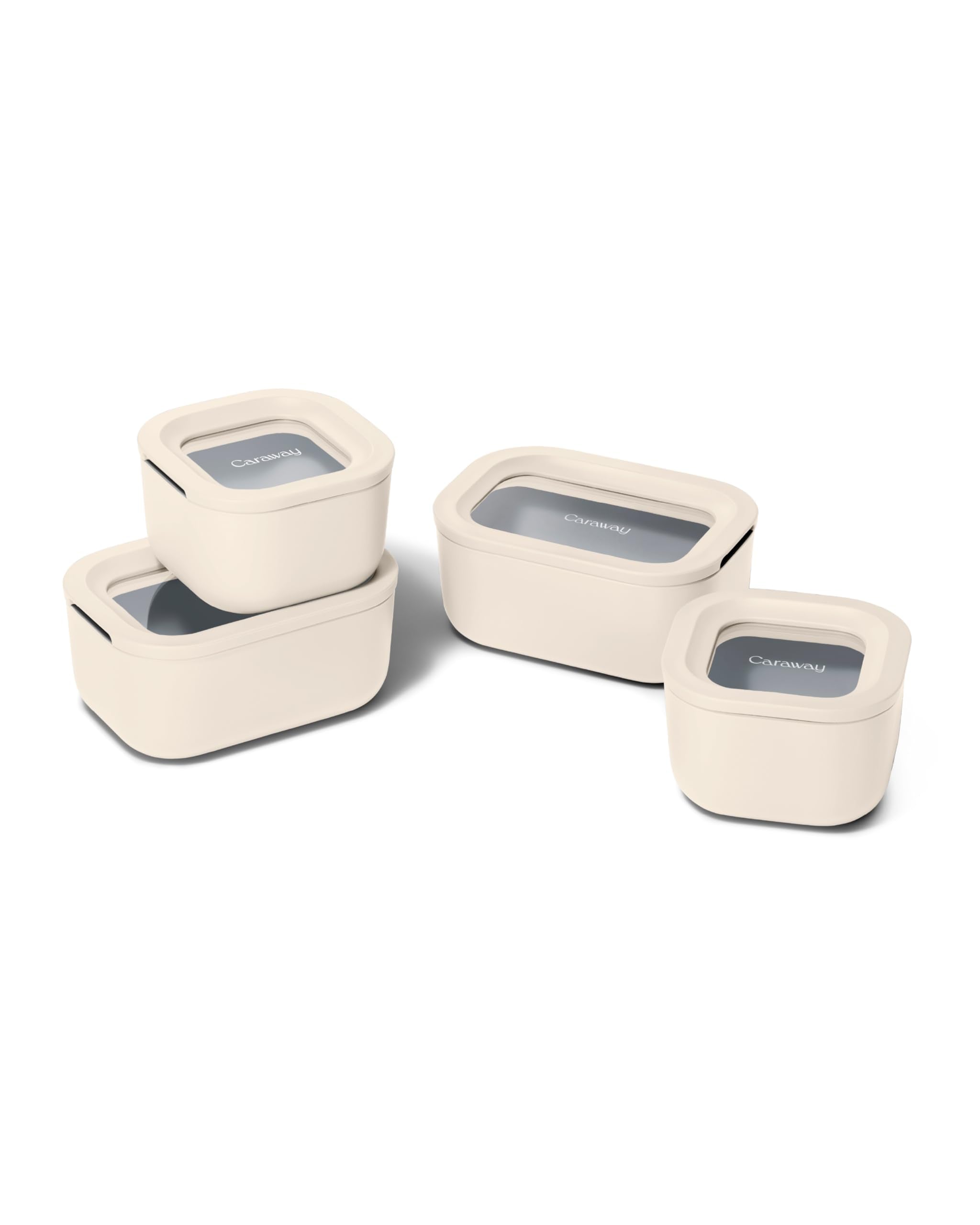 Caraway mini 9pc set glass containers showing compact, portion-controlled storage for quick meals