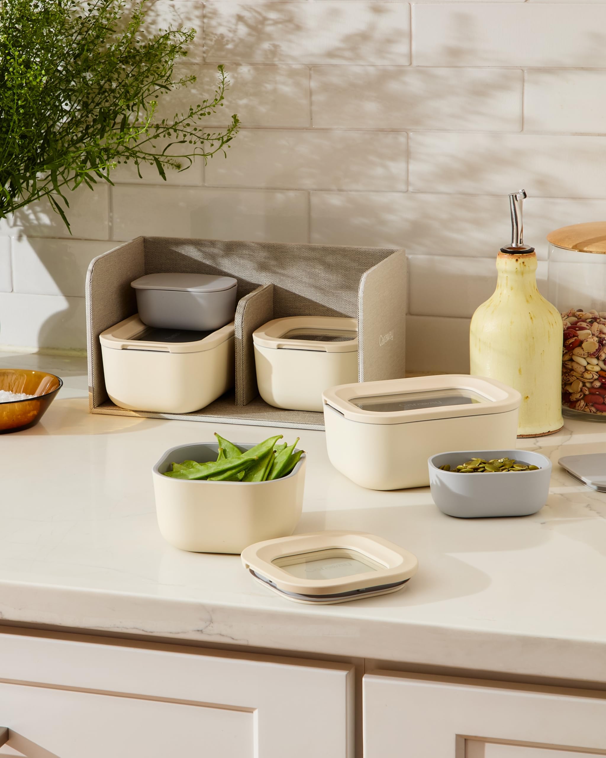 Caraway mini dash inserts fit with Caraway glass containers for tidy lunch options.