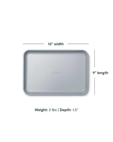 Caraway mini sheet pan in oven-safe aluminum core ready for roasting