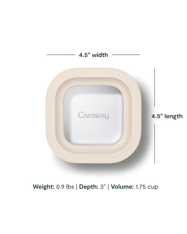 Caraway lid with air-release technology preserves freshness and blocks odors
