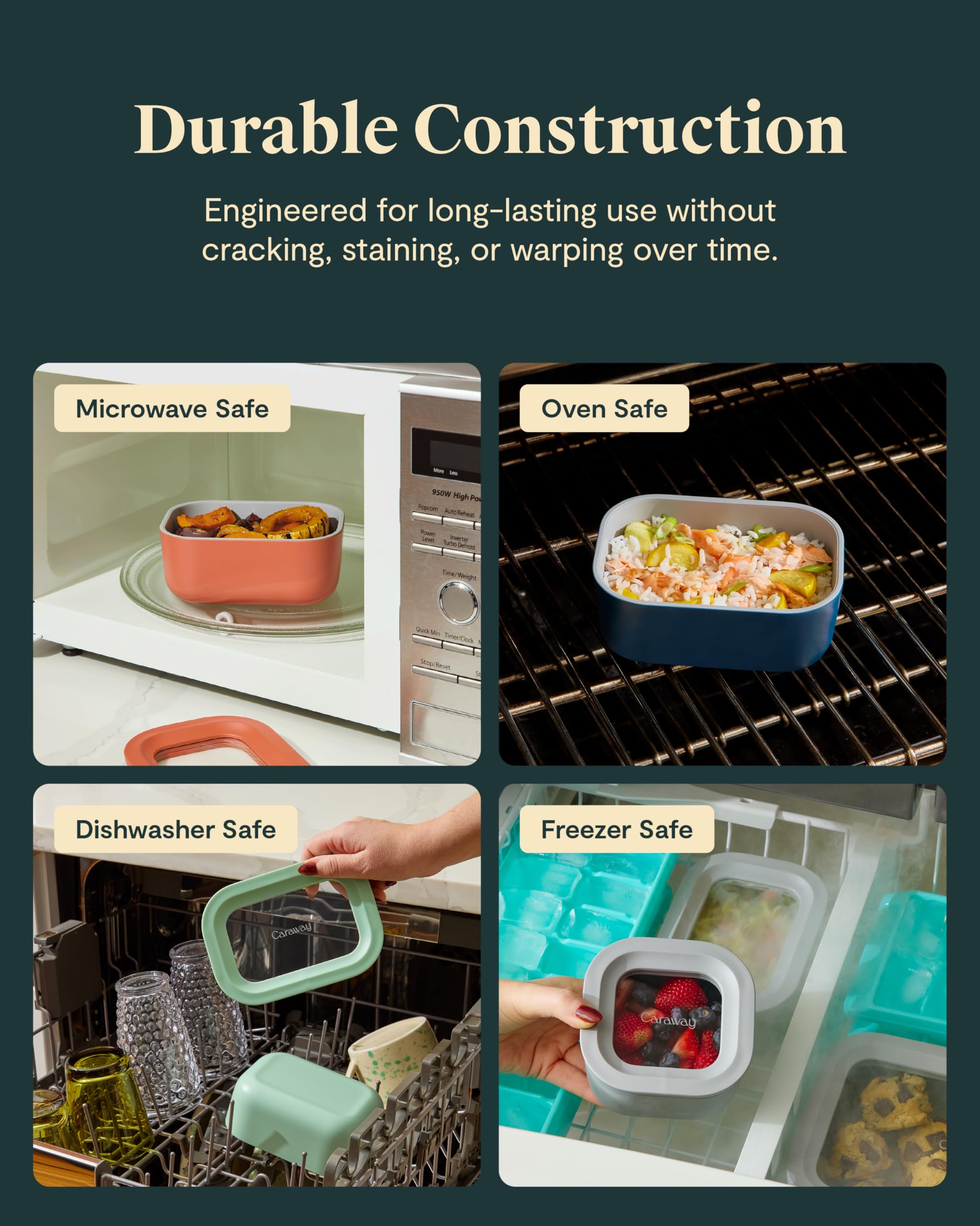 Stackable design shown for fridge or cabinet organization