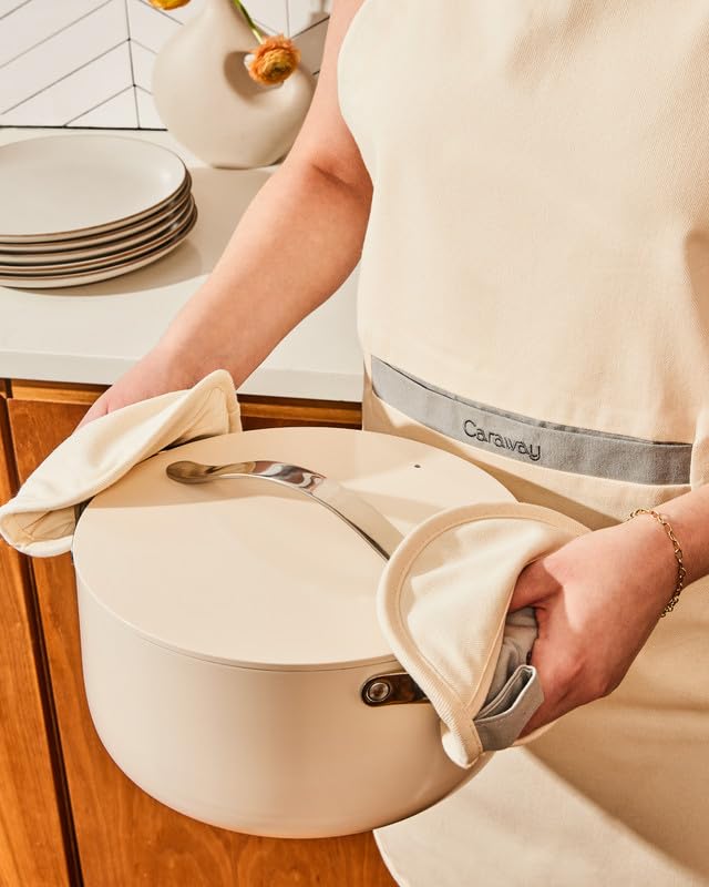 Caraway navy kitchenware adds vibrant decor while supporting healthier cooking.