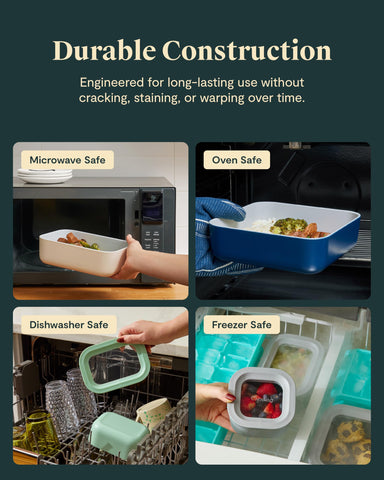 Oven and microwave-safe Caraway container for reheating and serving.