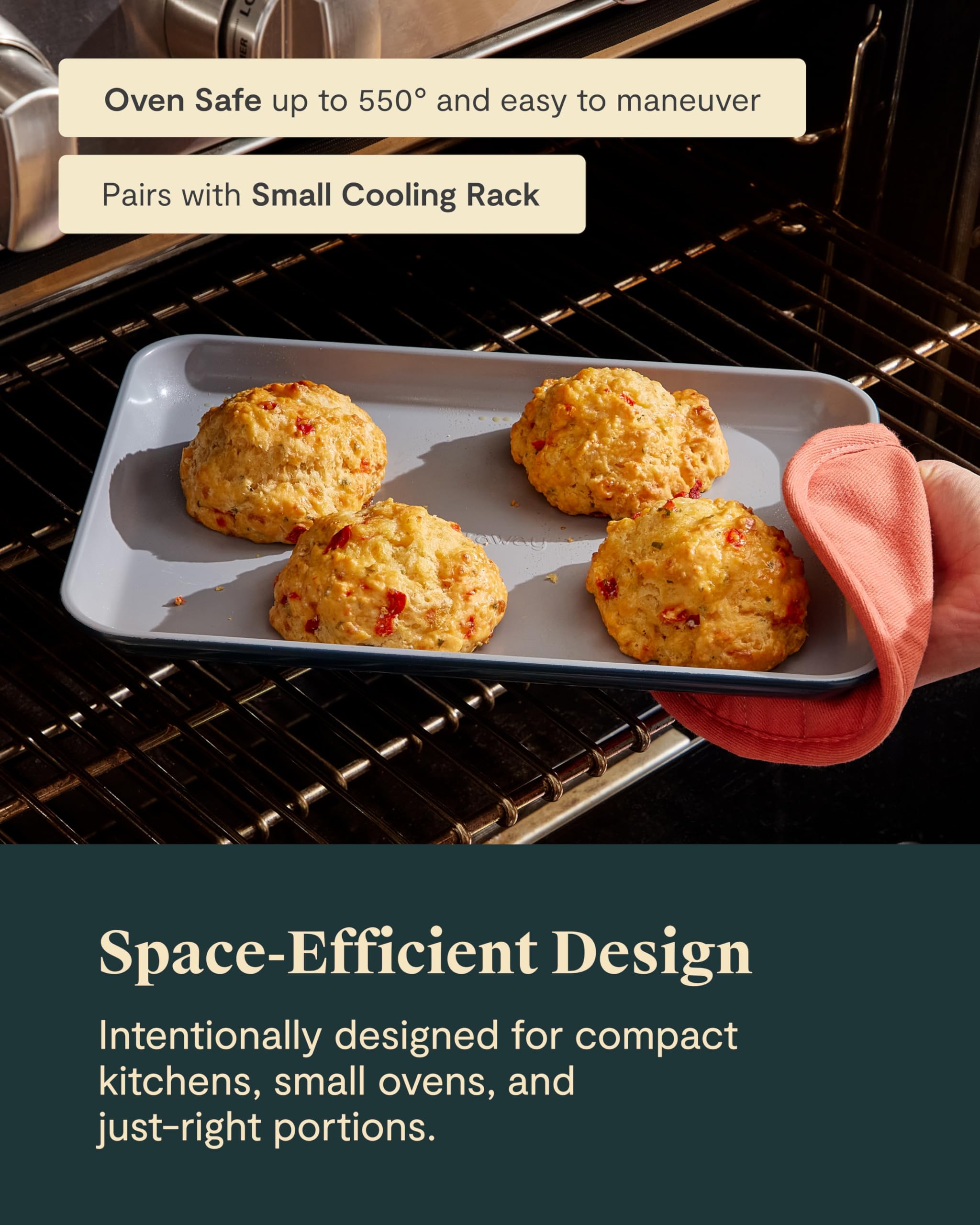Caraway small baking sheet used for cookies on a tidy tray