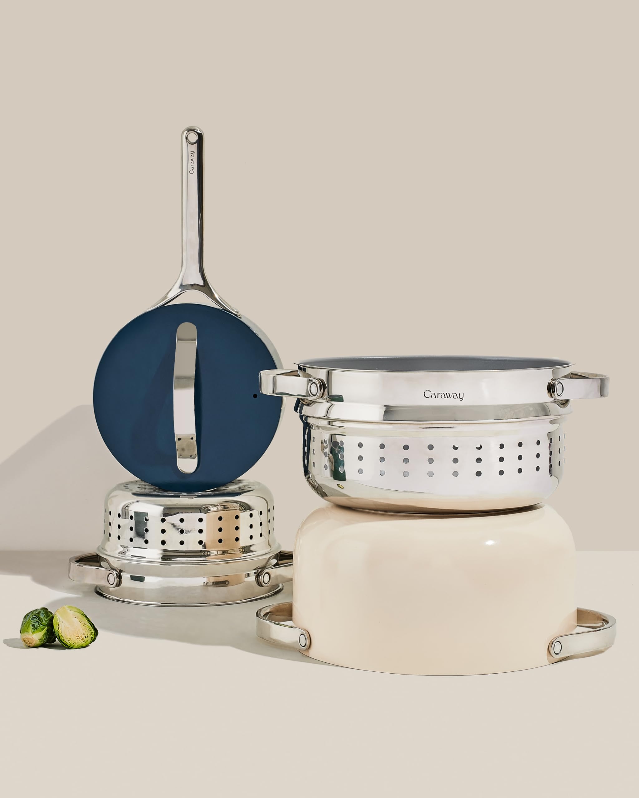 Easy to clean surface on Caraway Steamer after cooking.