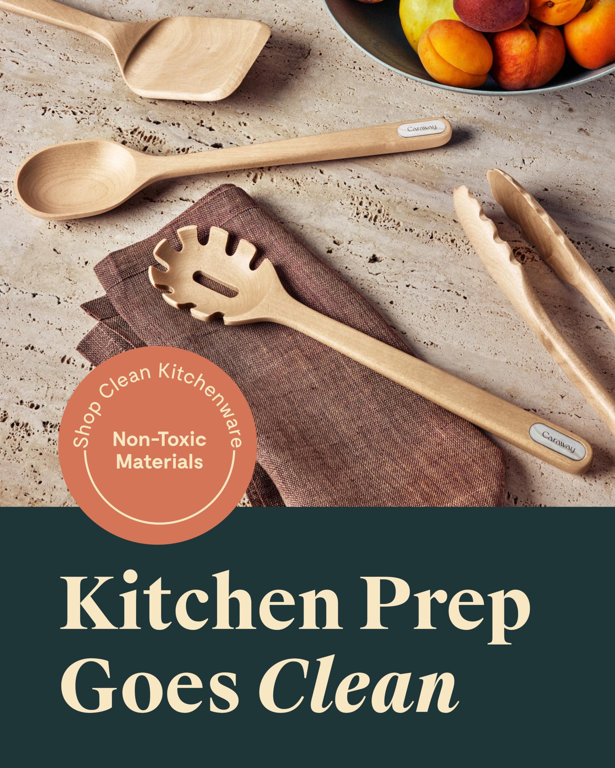 Caraway wooden server for easy serving without scratching cookware