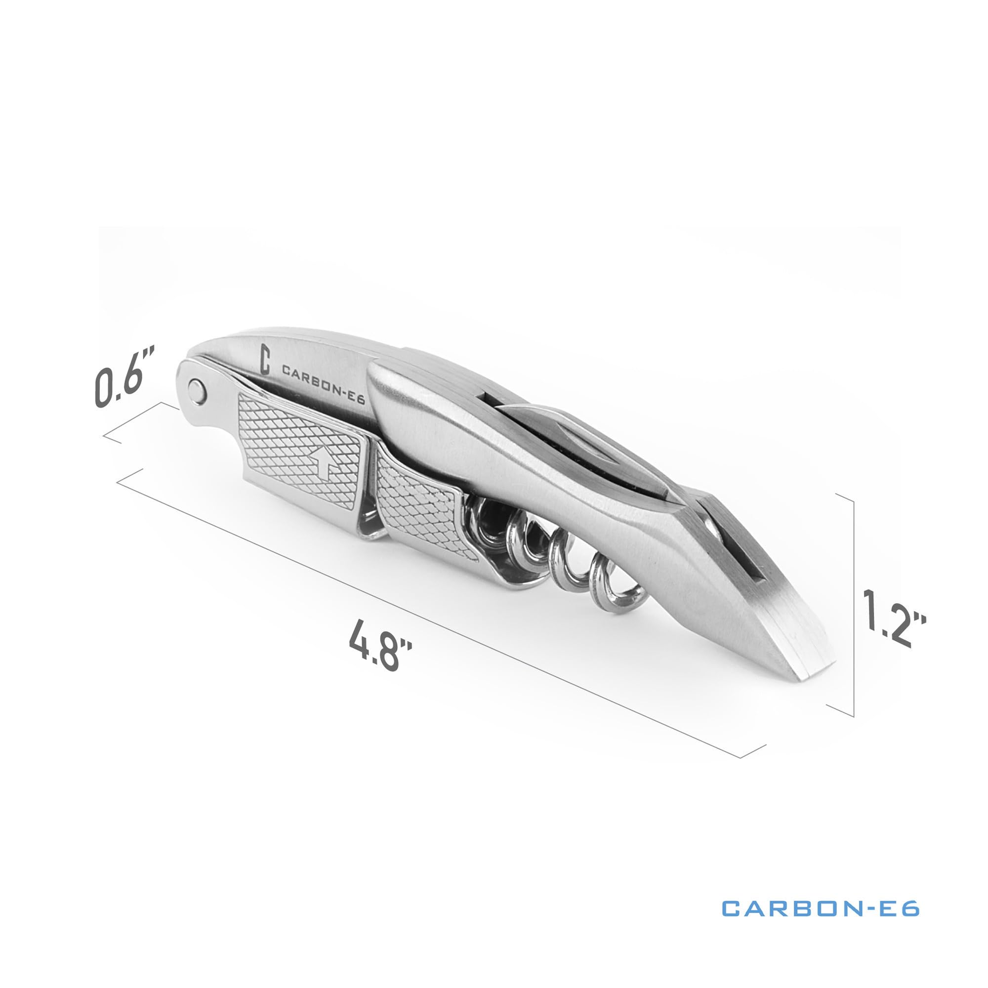 CARBON-E6 wine key featuring 2-step ratchet lever for smooth cork removal