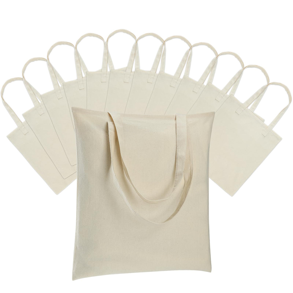 Carbrea 12-pack thin canvas totes flatlay ready for customization