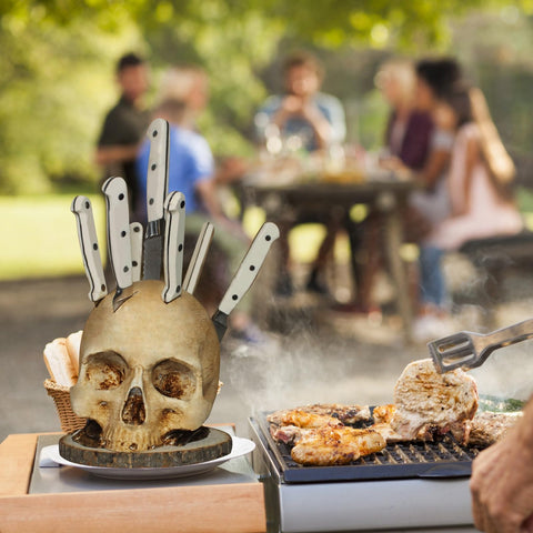 CAREEN skeleton knife stand organizes blades with bold sculptural style.
