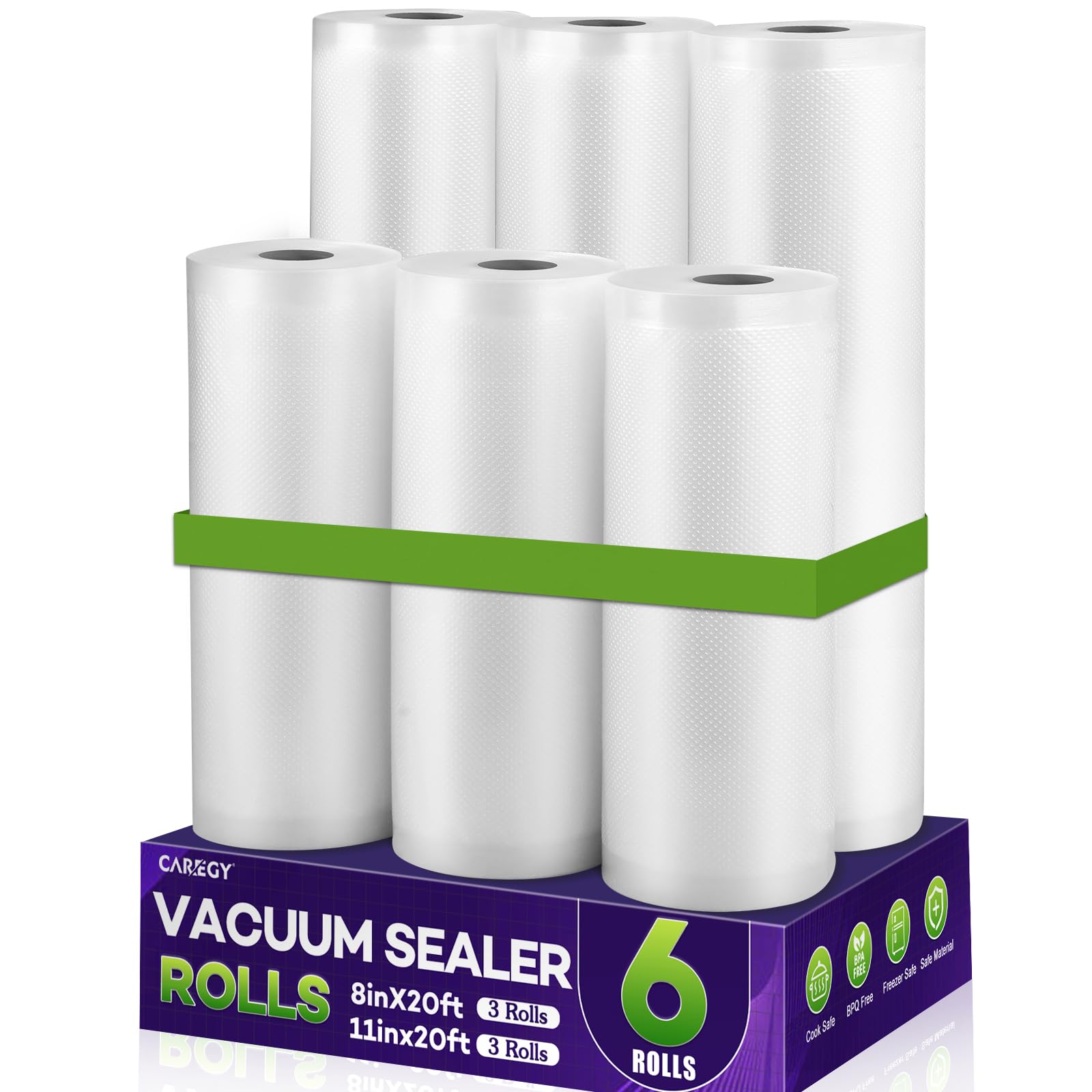 CareGY 8x20 rolled bags for precise meal prep and portion control.