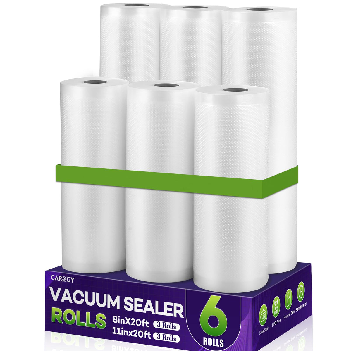 CareGY 8x20 rolled bags for precise meal prep and portion control.