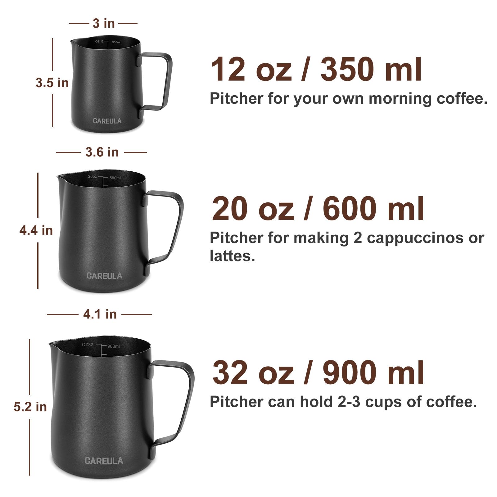 Inside markings on Careula milk pitcher for precise portions