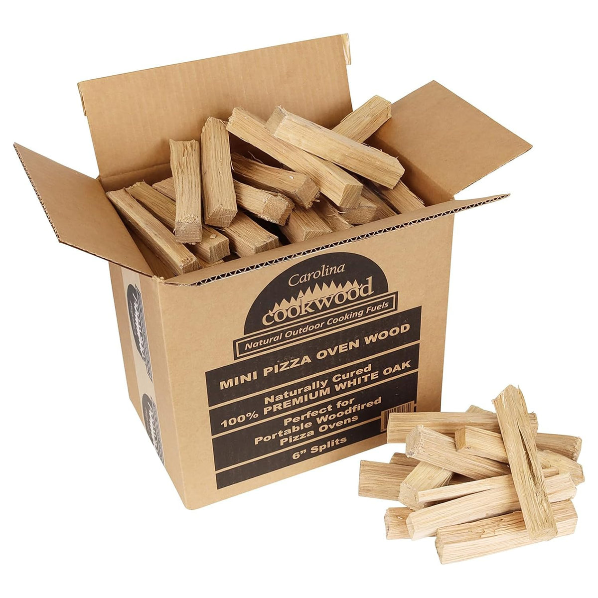 Carolina Cookwood mini pizza oven wood six-inch splits ready for portable ovens.
