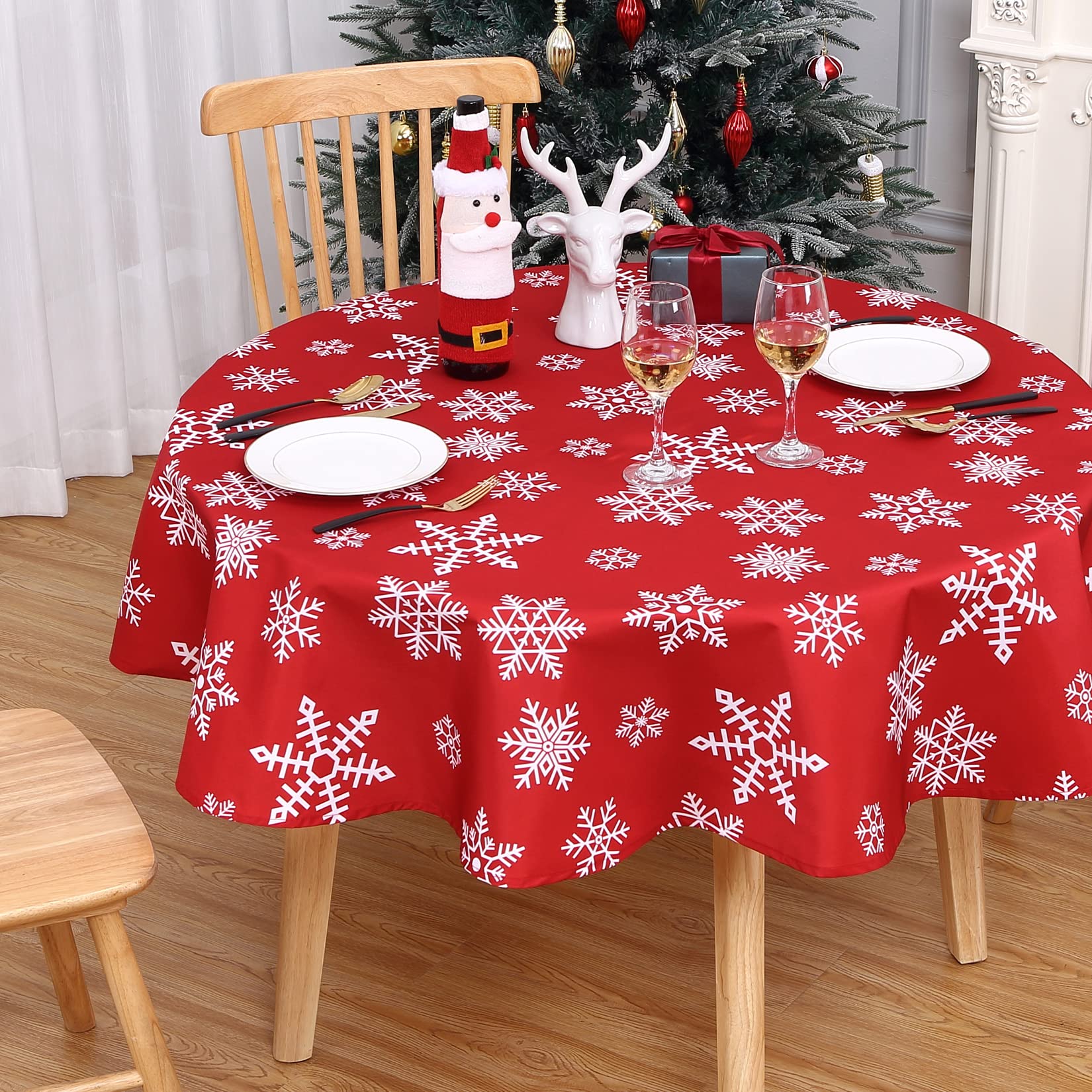 CAROMIO Christmas Tablecloth easy care design dries quickly after spills during events