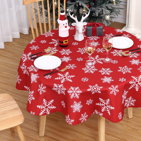 CAROMIO Christmas Tablecloth on dining or kitchen tables shields surfaces and adds charm