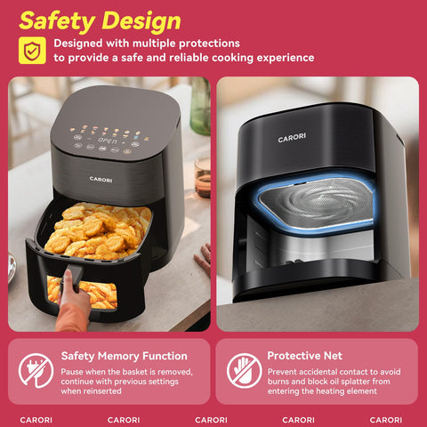 Carori compact 6qt design saves counter space.