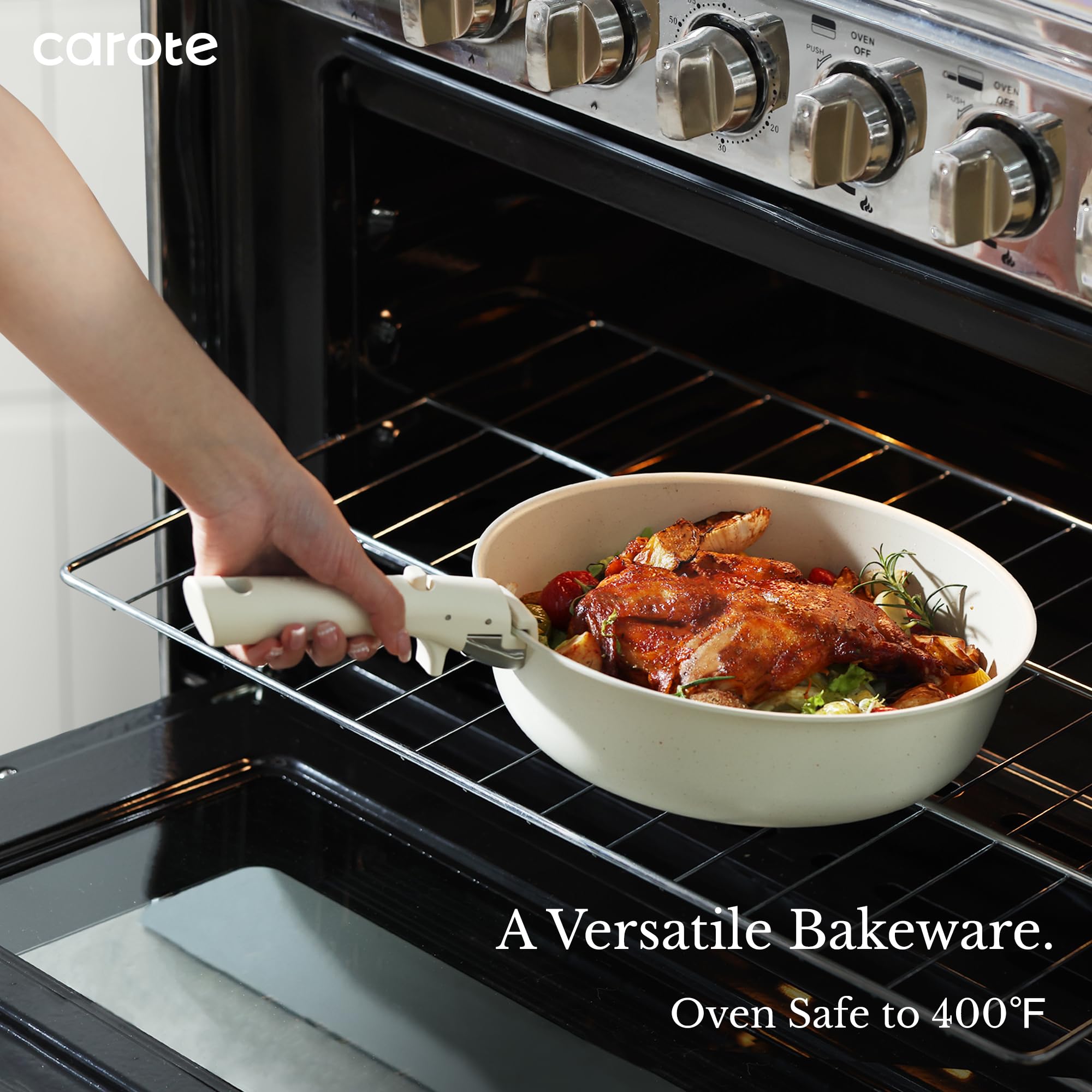 CAROTE 10in frying pan for larger meals with nonstick.