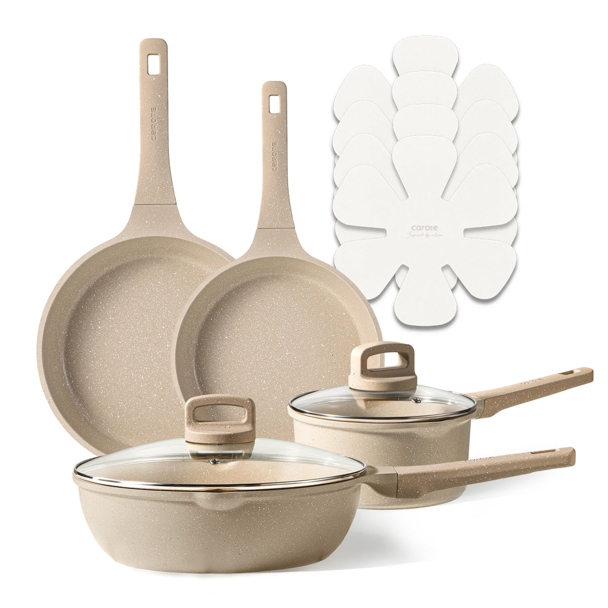 CAROTE 8-inch fry pan with Stay-Cool handle for quick, even browning