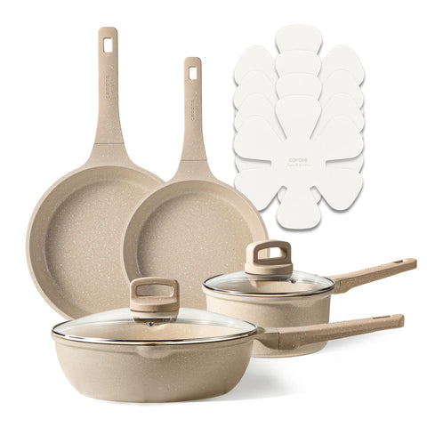 CAROTE 8-inch fry pan with Stay-Cool handle for quick, even browning