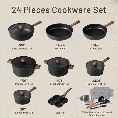 CAROTE 11-inch fry pan with even heat distribution for consistent searing.