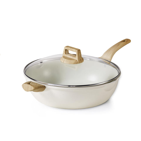 CAROTE 12.5 inch nonstick deep fry pan with lid for easy release