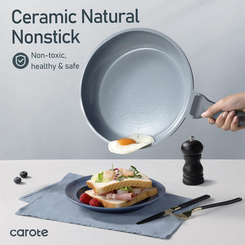 CAROTE 14-pc ceramic set: 2qt saucepan with lid for small sauces.
