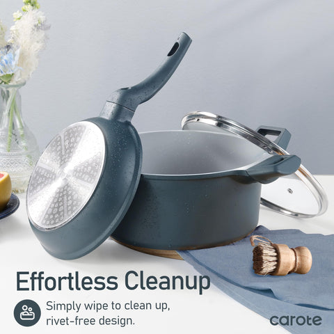 CAROTE 14-pc ceramic set: 4qt sauté pan with lid for sautéing.