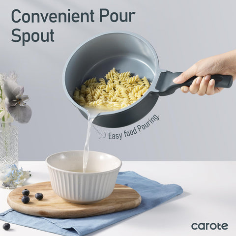 CAROTE 14-pc ceramic set: slotted spatula for easy flipping.