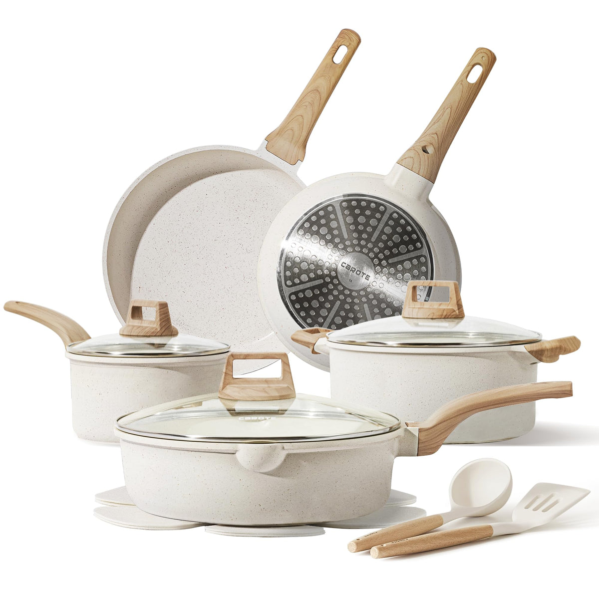 CAROTE 14pcs cookware set nonstick for easy everyday cooking.