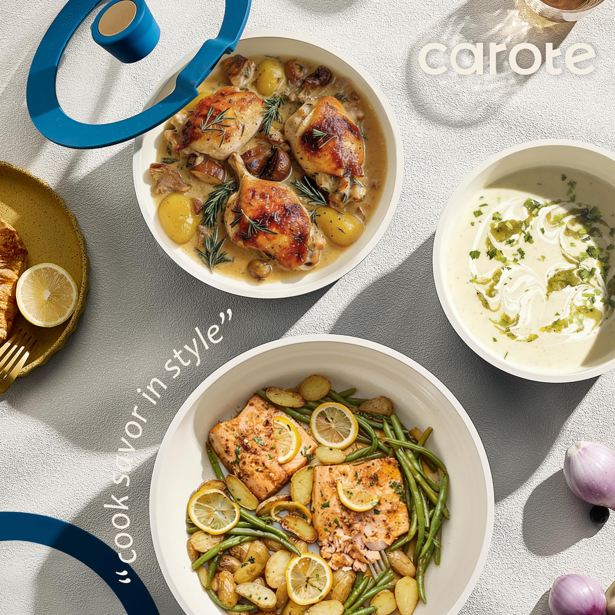 CAROTE induction-compatible base supports versatile stove use.