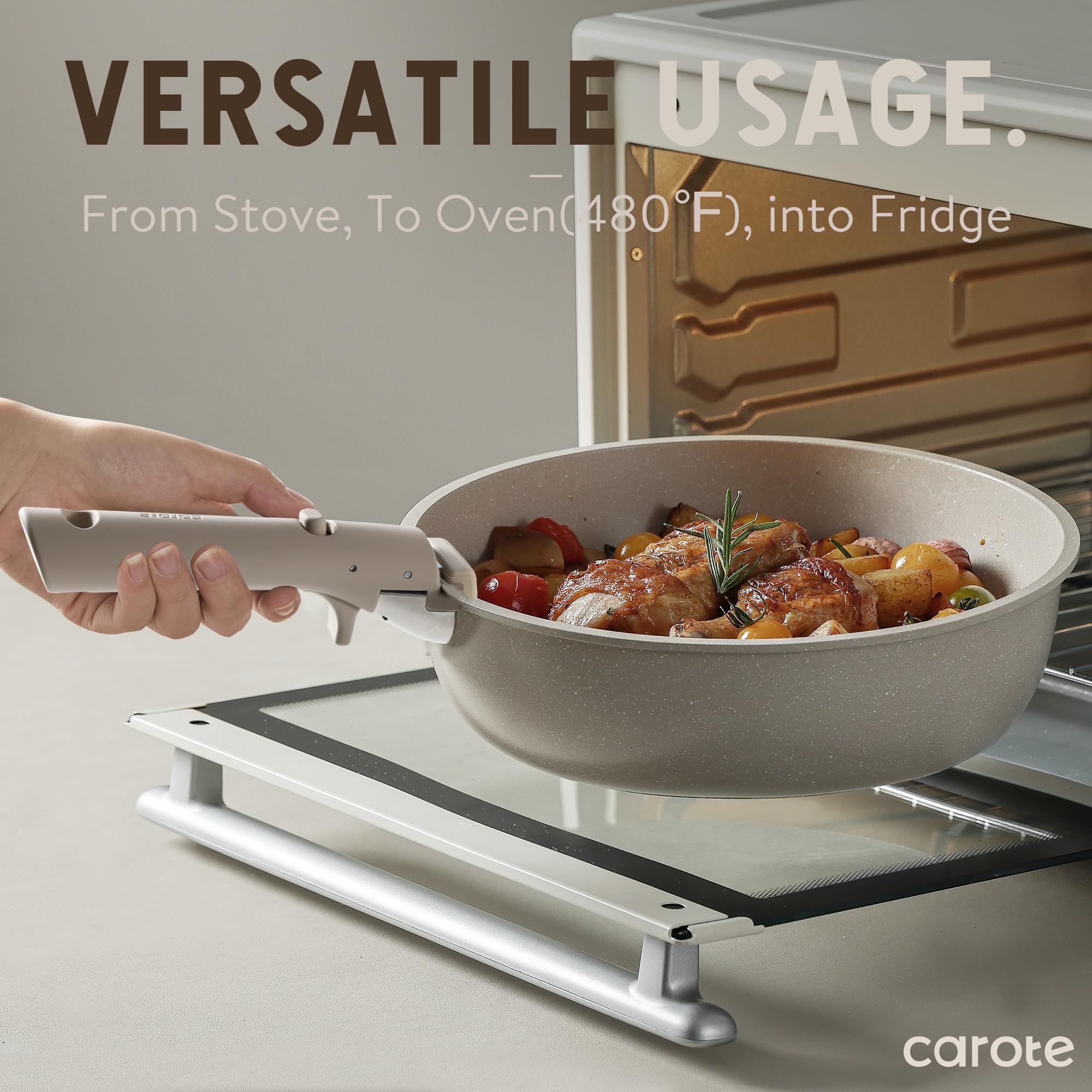 CAROTE 8-inch silicone lid for steam control and mess-free cooking